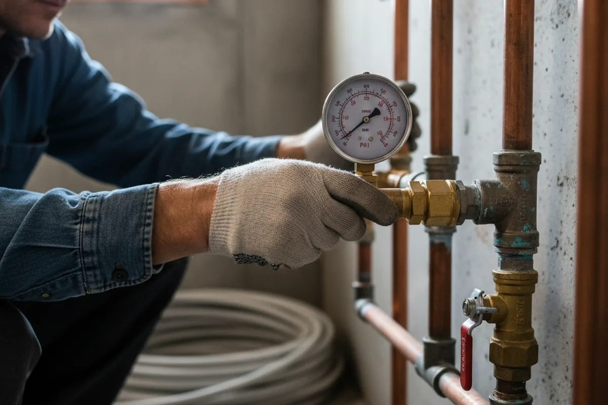 Pressure testing a repaired line during Water Line Repair in Boyds